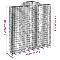 vidaXL Gabioner bågformade 5 st 200x30x200/220 cm galvaniserat järn - Bild 6