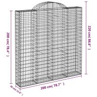 vidaXL Gabioner bågformade 8 st 200x30x200/220 cm galvaniserat järn - Bild 6