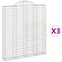 vidaXL Gabioner bågformade 3 st 200x30x220/240 cm galvaniserat järn - Bild 2