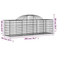 vidaXL Gabioner bågformade 4 st 200x50x60/80 cm galvaniserat järn - Bild 6