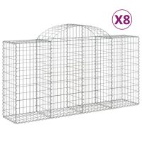 vidaXL Gabioner bågformade 8 st 200x50x100/120 cm galvaniserat järn - Bild 2