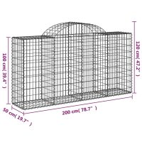 vidaXL Gabioner bågformade 8 st 200x50x100/120 cm galvaniserat järn - Bild 6