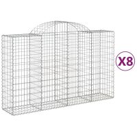 vidaXL Gabioner bågformade 8 st 200x50x120/140 cm galvaniserat järn - Bild 2