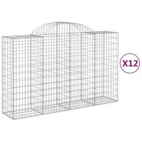 vidaXL Gabioner bågformade 12 st 200x50x120/140 cm galvaniserat järn - Bild 2