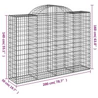 vidaXL Gabioner bågformade 6 st 200x50x140/160 cm galvaniserat järn - Bild 6