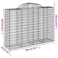 vidaXL Gabioner bågformade 12 st 200x50x140/160 cm galvaniserat järn - Bild 6