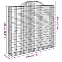 vidaXL Gabioner bågformade 6 st 200x50x180/200 cm galvaniserat järn - Bild 6