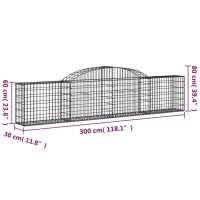 vidaXL Gabioner bågformade 5 st 300x30x60/80 cm galvaniserat järn - Bild 6