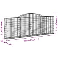 vidaXL Gabioner bågformade 8 st 300x30x100/120 cm galvaniserat järn - Bild 6