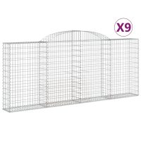 vidaXL Gabioner bågformade 9 st 300x30x120/140 cm galvaniserat järn - Bild 2