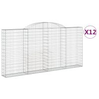 vidaXL Gabioner bågformade 12 st 300x30x140/160 cm galvaniserat järn - Bild 2