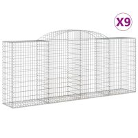 vidaXL Gabioner bågformade 9 st 300x50x120/140 cm galvaniserat järn - Bild 2