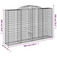 vidaXL Gabioner bågformade 8 st 300x50x180/200 cm galvaniserat järn - Bild 6