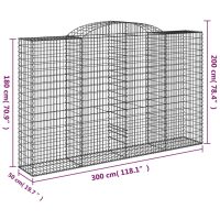 vidaXL Gabioner bågformade 15 st 300x50x180/200 cm galvaniserat järn - Bild 6