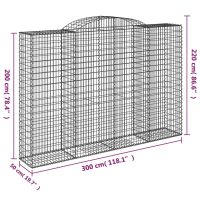 vidaXL Gabioner bågformade 4 st 300x50x200/220 cm galvaniserat järn - Bild 6