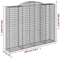 vidaXL Gabioner bågformade 8 st 300x50x220/240 cm galvaniserat järn - Bild 6