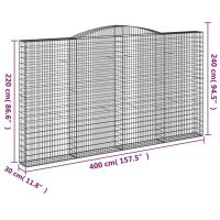 vidaXL Gabioner bågformade 2 st 400x30x220/240 cm galvaniserat järn - Bild 6