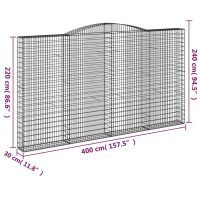 vidaXL Gabioner bågformade 15 st 400x30x220/240 cm galvaniserat järn - Bild 6