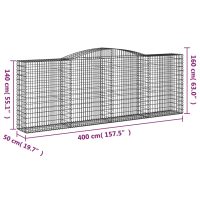 vidaXL Gabioner bågformade 4 st 400x50x140/160 cm galvaniserat järn - Bild 6