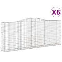 vidaXL Gabion bågformad 6 st 400x50x160/180 cm galvaniserat järn - Bild 2