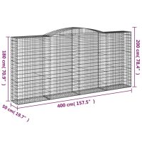 vidaXL Gabioner bågformade 5 st 400x50x180/200 cm galvaniserat järn - Bild 6