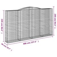 vidaXL Gabioner bågformade 7 st 400x50x220/240 cm galvaniserat järn - Bild 6