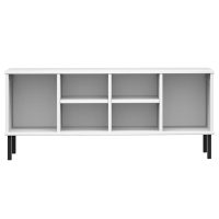 vidaXL Skohylla med metallben OSLO vit 106x35x45 cm massivt trä - Bild 4