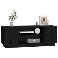 vidaXL Tv-bänk svart 110x35x40,5 cm massiv furu - Bild 4