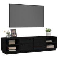 vidaXL Tv-bänk svart 156x40x40 cm massiv furu - Bild 4