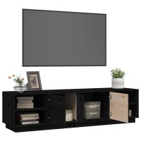 vidaXL Tv-bänk svart 156x40x40 cm massiv furu - Bild 5