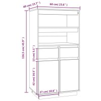 vidaXL Vitrinskåp vit 60x40x116,5 cm massiv furu - Bild 9