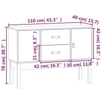 vidaXL Skåp vit 110x40x78 cm massiv furu - Bild 9