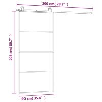 vidaXL Skjutdörr med beslagset ESG glas och aluminium 90x205 cm - Bild 8