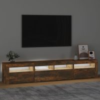 vidaXL Tv-bänk med LED-belysning rökfärgad ek 210x35x40 cm - Bild 3