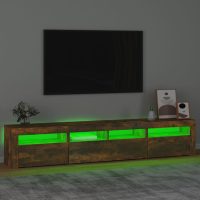 vidaXL Tv-bänk med LED-belysning rökfärgad ek 210x35x40 cm - Bild 4