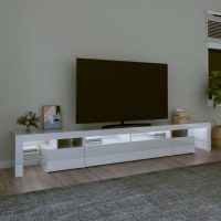 vidaXL Tv-bänk med LED-belysning vit högglans 260x36,5x40 cm - Bild 3