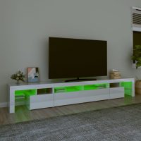 vidaXL Tv-bänk med LED-belysning vit högglans 260x36,5x40 cm - Bild 4