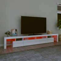 vidaXL Tv-bänk med LED-belysning vit högglans 260x36,5x40 cm - Bild 5