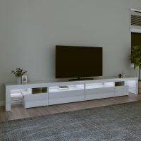 vidaXL Tv-bänk med LED-belysning vit högglans 290x36,5x40 cm - Bild 3