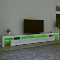 vidaXL Tv-bänk med LED-belysning vit högglans 290x36,5x40 cm - Bild 4