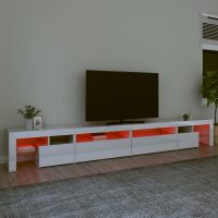 vidaXL Tv-bänk med LED-belysning vit högglans 290x36,5x40 cm - Bild 5