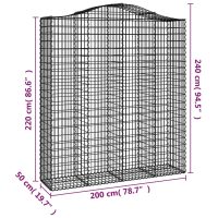 vidaXL Gabion bågformad 200x50x220/240 cm galvaniserat järn - Bild 5