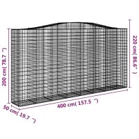 vidaXL Gabion bågformad 400x50x200/220 cm galvaniserat järn - Bild 5