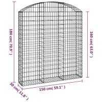 vidaXL Gabion bågformad 150x30x160/180 cm galvaniserat järn - Bild 5