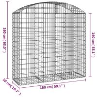 vidaXL Gabion bågformad 150x50x140/160 cm galvaniserat järn - Bild 5