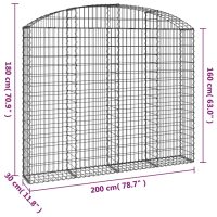 vidaXL Gabion bågformad 200x30x160/180 cm galvaniserat järn - Bild 5