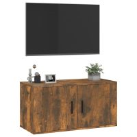 vidaXL Väggmonterad tv-bänk rökfärgad ek 80x34,5x40 cm - Bild 4