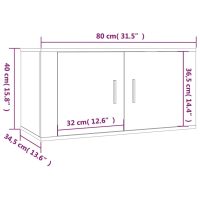 vidaXL Väggmonterad tv-bänk rökfärgad ek 80x34,5x40 cm - Bild 11