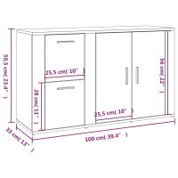 vidaXL Förvaringsskåp vit högglans 100x33x59,5 cm konstruerat trä - Bild 11