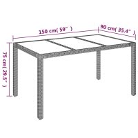 vidaXL Trädgårdsbord med glasskiva svart 150x90x75 cm konstrotting - Bild 7